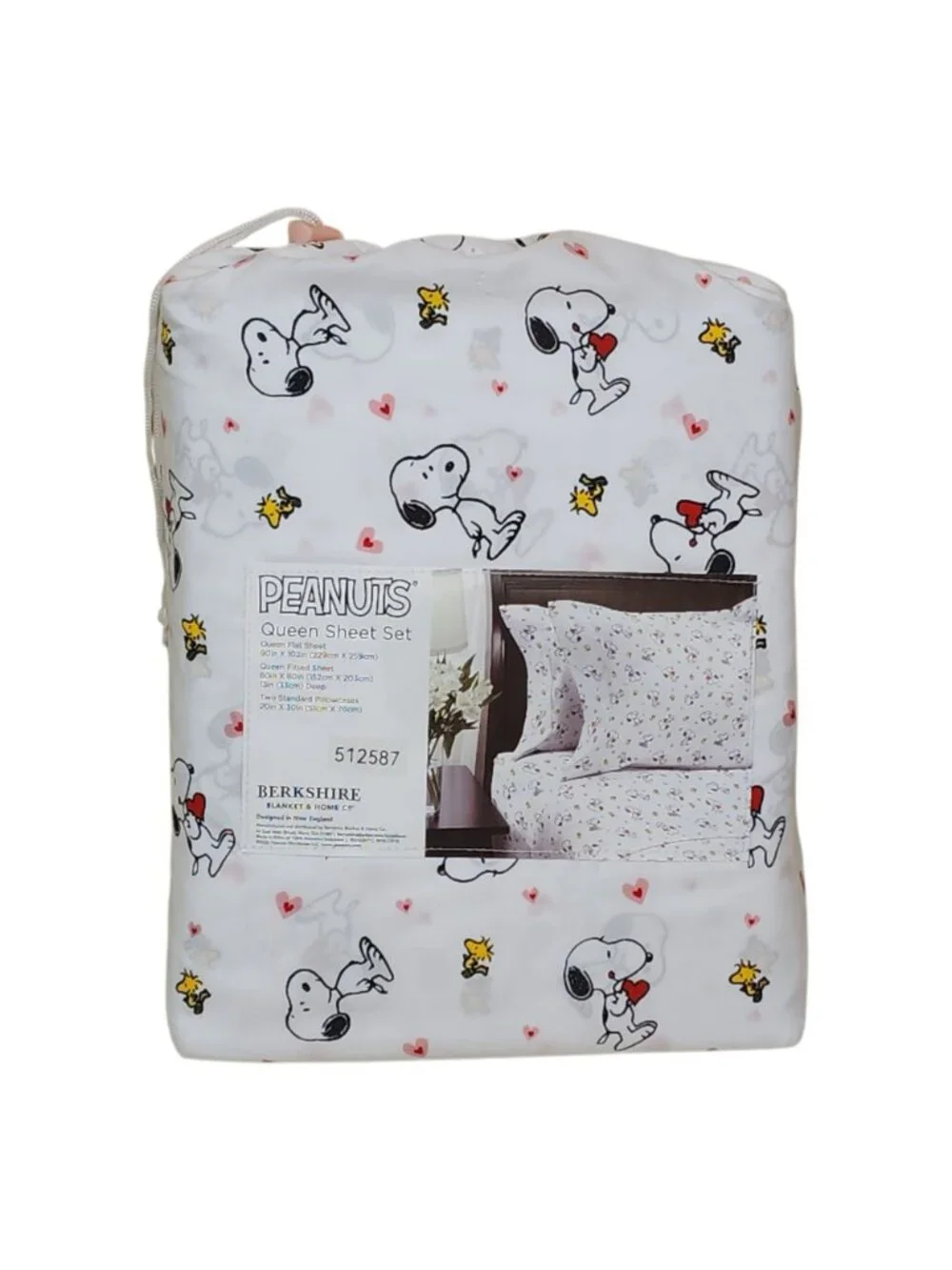 Peanuts Snoopy Woodstock Queen Sheet Set Berkshire Hearts Valentines Anniversary
